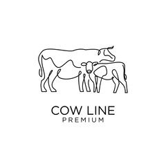 Cow farm line mono single drawing logo icon design