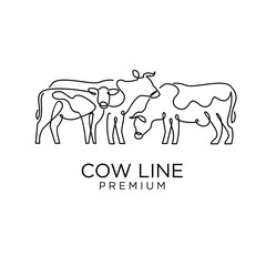 Cow farm line mono single drawing logo icon design