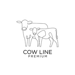 Cow farm line mono single drawing logo icon design