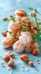 Delicate Peach And White Jasmine Buds Soft Focus Floral Arrangement