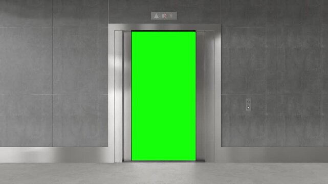 elevator doors opening green screen 3d