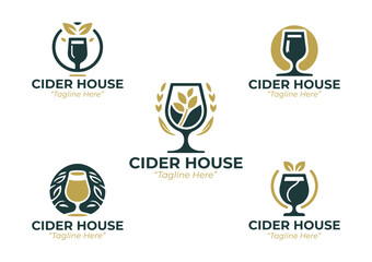 5 Cider House Logo Set Modern Minimalist Food and Beverage Brand Design