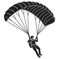 Skydiver opening parachute silhouette