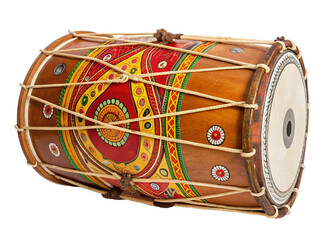 Traditional indian drum with colorful patterns showcasing cultural musical heritage artistry