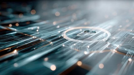 Abstract Digital Network Interface with Glowing Lines and Particles