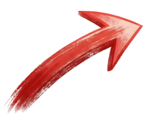 Bold red arrow points upward on a stark black background