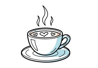 Fototapeta premium Illustration of aromatic coffee cup with heart art, expressing love and care