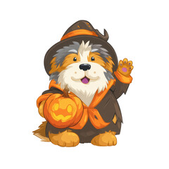 Obraz premium Cute cartoon dog with Halloween costume transparent PNG