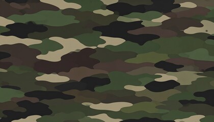 Army style camouflage pattern in green, brown, and tan colors, suitable for militarythemed designs or outdoor apparel projects. Versatile background texture.