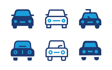 Car solid icon set banner