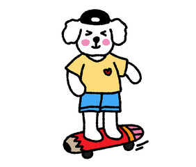 귀여운 강아지 캐릭터(스케이트보드)
