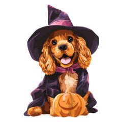 Cute cartoon dog with Halloween costume transparent PNG