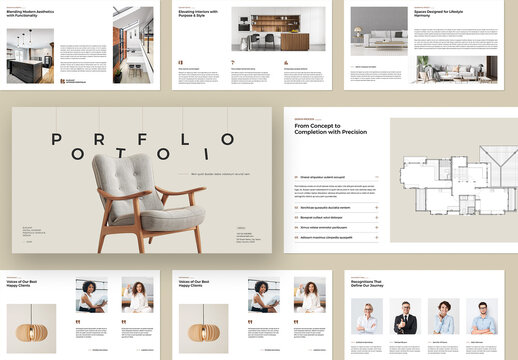 Modern and Clean Digital Interior Project Portfolio Template Design