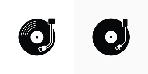 Vinyl Record, Black Disk with Grooves, Turntable Stylus Arm, Transparent