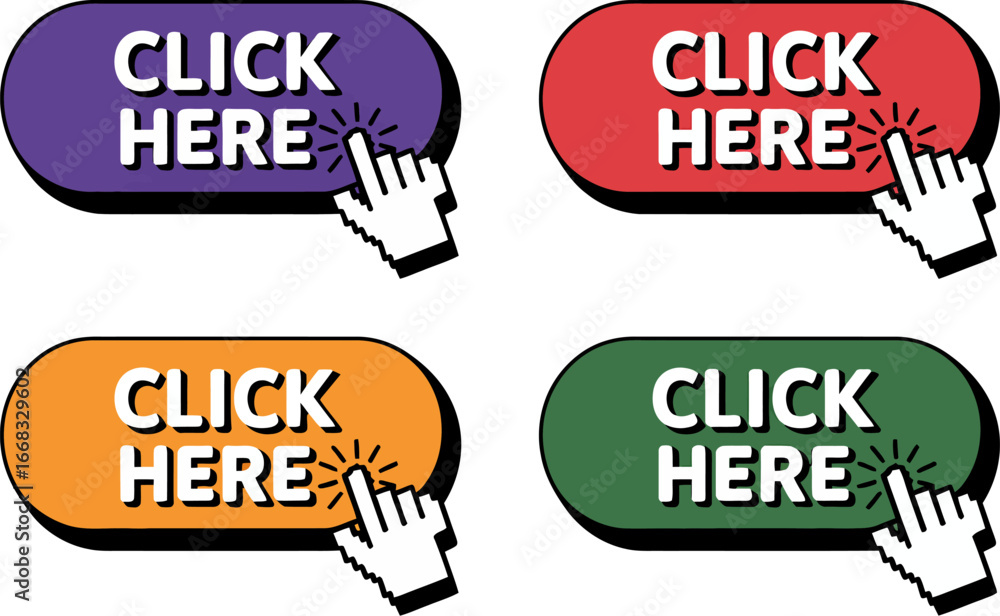 Fototapete click here button vector set call to action web design ui