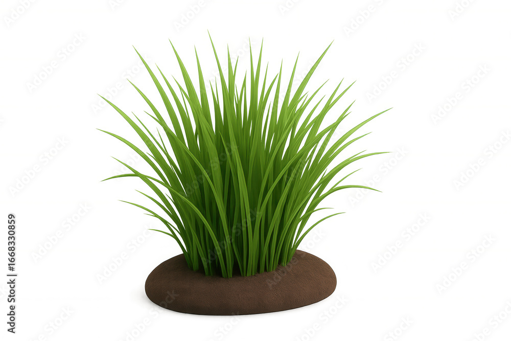 Poster verdant green grass sprouting from fertile ground, displaying photorealistic 3d rendering with trans