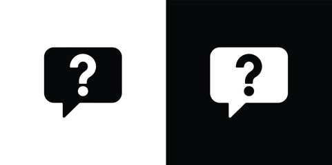 Speech Bubble Icon with Question Mark on Split Black and White Backgrounds