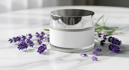 Luxurious Lavender Cream Jar on Marble Surface