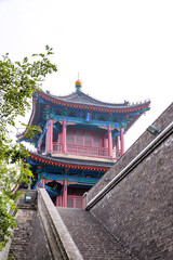 Naklejka premium The ancient buildings on the city wall of Xi 'an, Shaanxi Province, China