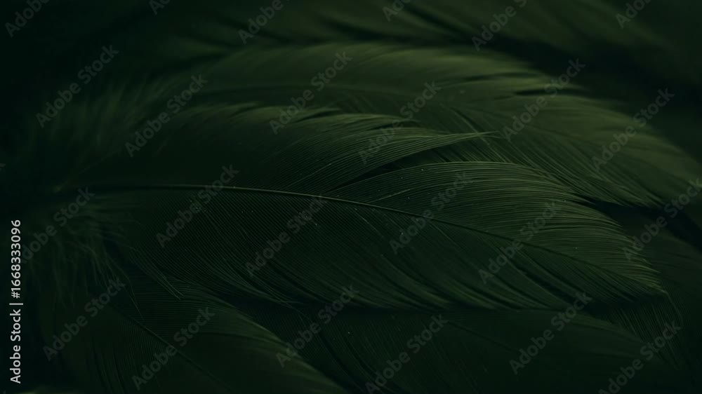 Poster A closeup shot of dark green feathers with visible lines suggesting texture and layering