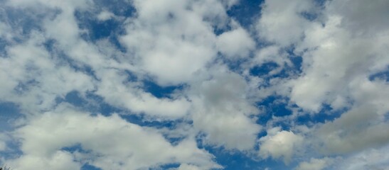 Blue Sky with Scattered White Clouds