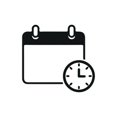 Flat black and white calendar illustration with clean minimal design. Ideal for UI/UX, infographics, business templates, reminders, and daily agenda elements