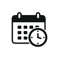 Flat black and white calendar illustration with clean minimal design. Ideal for UI/UX, infographics, business templates, reminders, and daily agenda elements