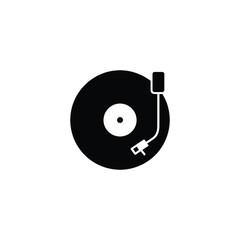 Fototapeta premium Vinyl Record Player on Transparent Background Black Single Object Cutout