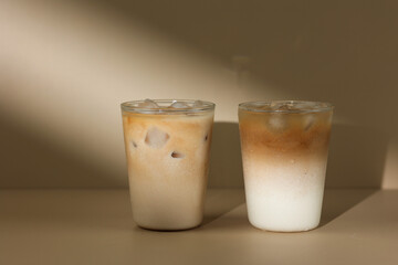 Two Glass of Iced Coffee Mocha with Cream