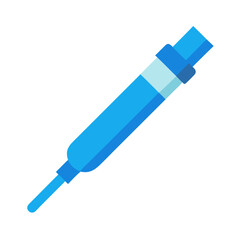 Vector blue syringe illustration on black background, medical equipment