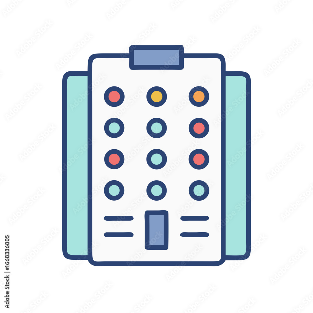 Poster modern checklist graphic with colorful buttons on white background