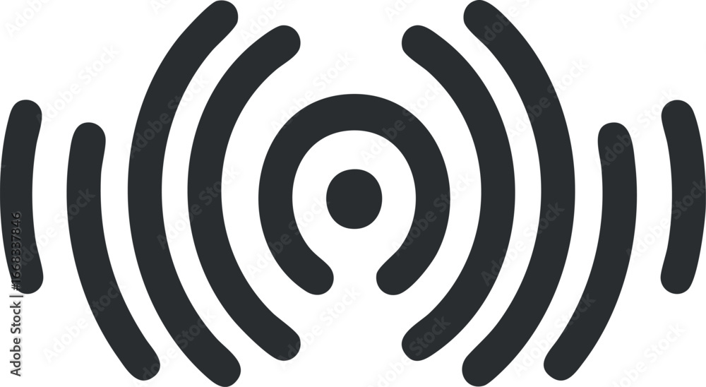 Poster black signal waves icon representing wireless communication and data transmission technology