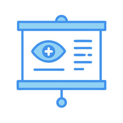 Presentation projector screen showing eye and text icon