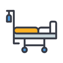 Medical bed with IV drip vector graphic design concept