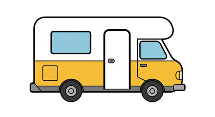 Cartoon campervan vehicle travel adventure journey vacation rv mobile home transport illustration design on transparent background
