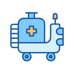 Cartoon ambulance vehicle with yellow cross and black background