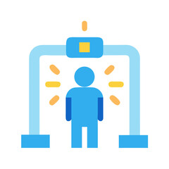 Airport security checkpoint scanner with person flat design icon
