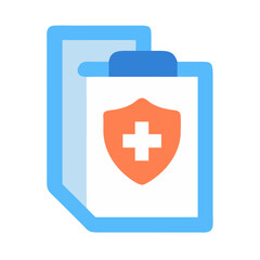 Medical record folder with health shield, minimal flat design
