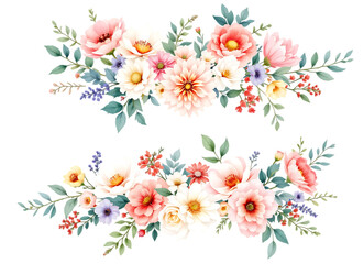 Obraz premium Pink and White Floral Arrangements with Dahlia and Poppy, Isolated on transparent background 