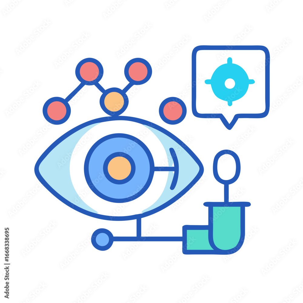 Poster visionary data targeting with eye symbol and data points