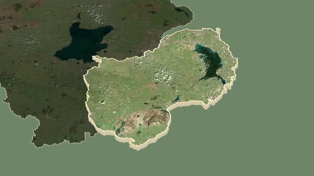 Down region, Northern Ireland, extruded. Map animation