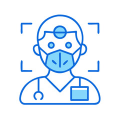 Stylized doctor wearing mask and stethoscope icon illustration