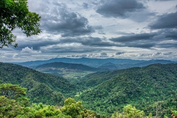 Panoramic Mountain View of Oudomxay Jungle with Rainforest Canopy Walk Adventure in Northern Laos