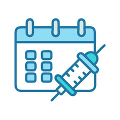 Vaccination appointment reminder icon with syringe and calendar