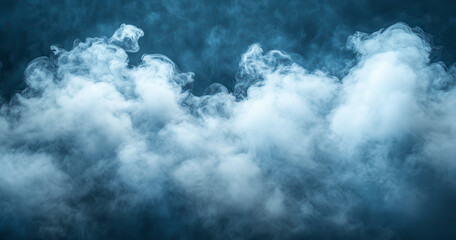 Fototapeta premium Ethereal Wisps of White Smoke Swirling in a Dark Blue Atmosphere Creating Abstract Patterns