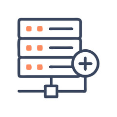Server with addition sign for database increase, storage expansion