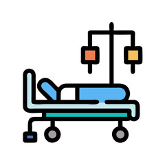 Hospital bed illustration in flat art style on black