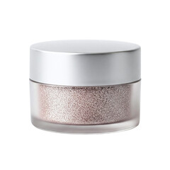 Jar of loose rose gold glitter for eye makeup