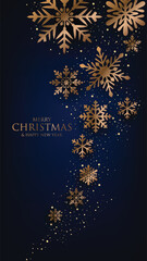 Elegant Golden Snowflakes Merry Christmas and Happy New Year Background