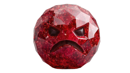 A red, angry, face-shaped gem